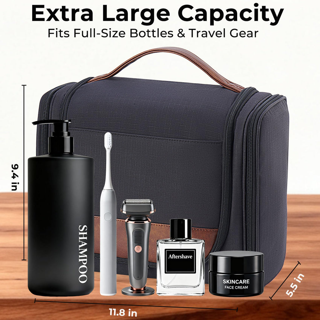 Ralnitote Large Hanging Toiletry Bag for Men – Travel Grooming Organizer, Black