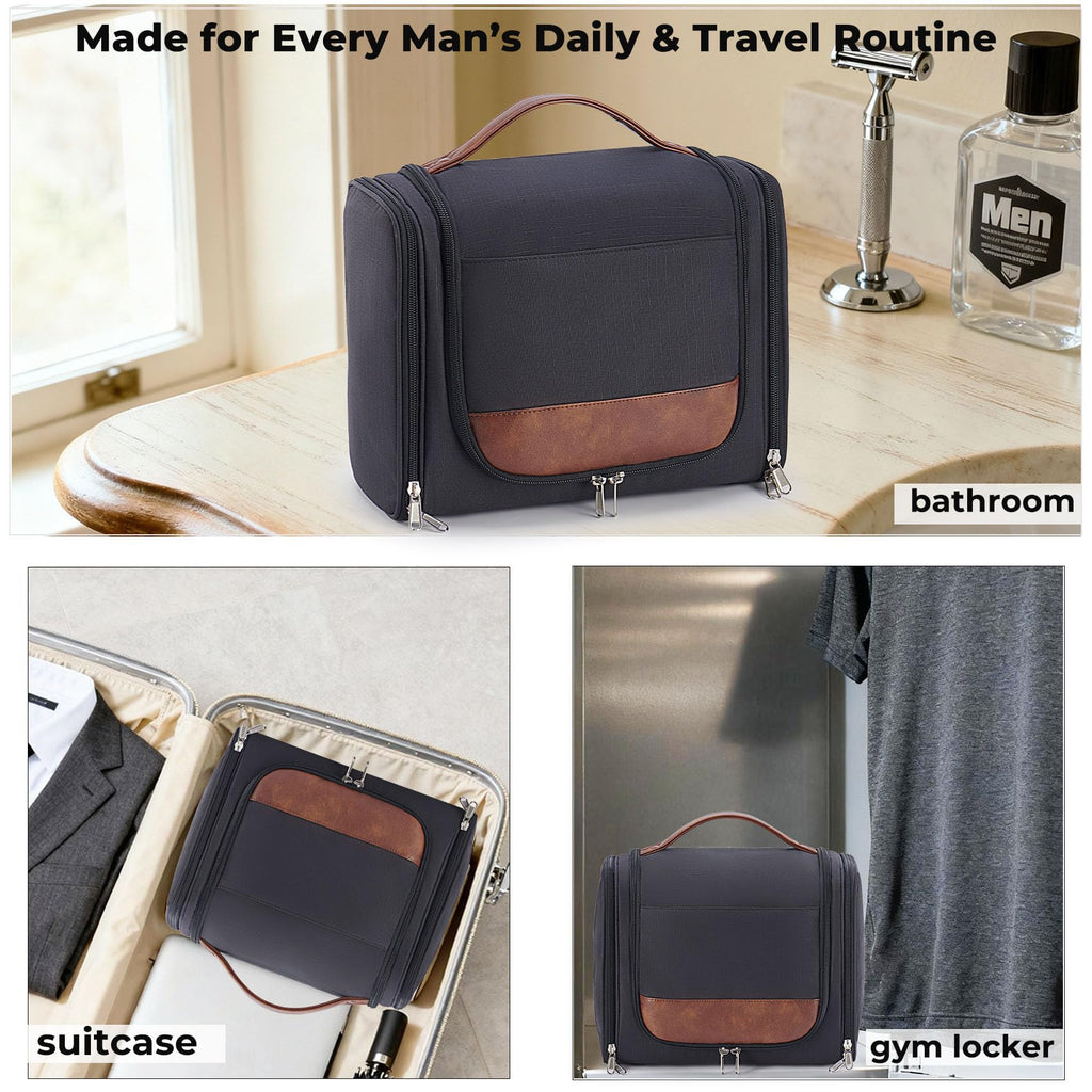 Ralnitote Large Hanging Toiletry Bag for Men – Travel Grooming Organizer, Black