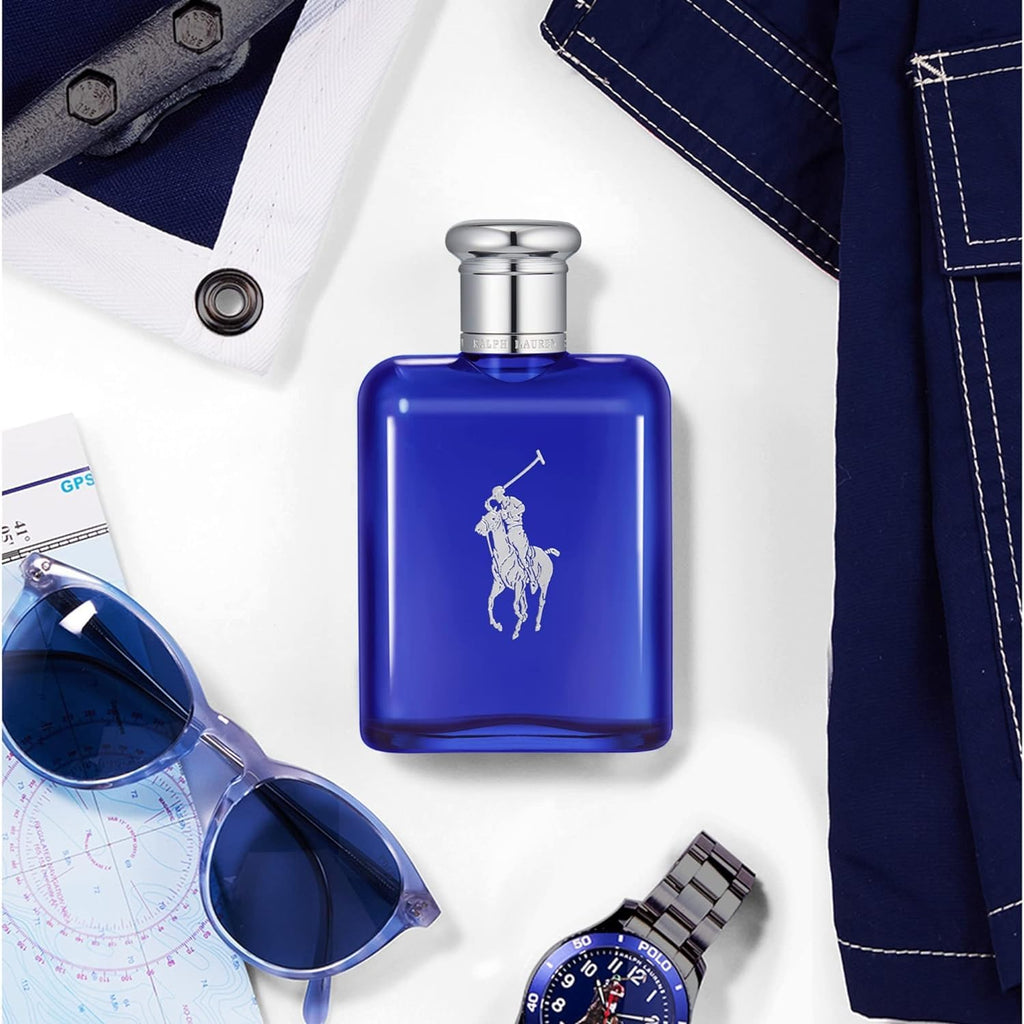 Ralph Lauren Polo Blue Eau de Toilette Gift Set for Men — 4.2oz Full Size, Travel Size & Deodorant