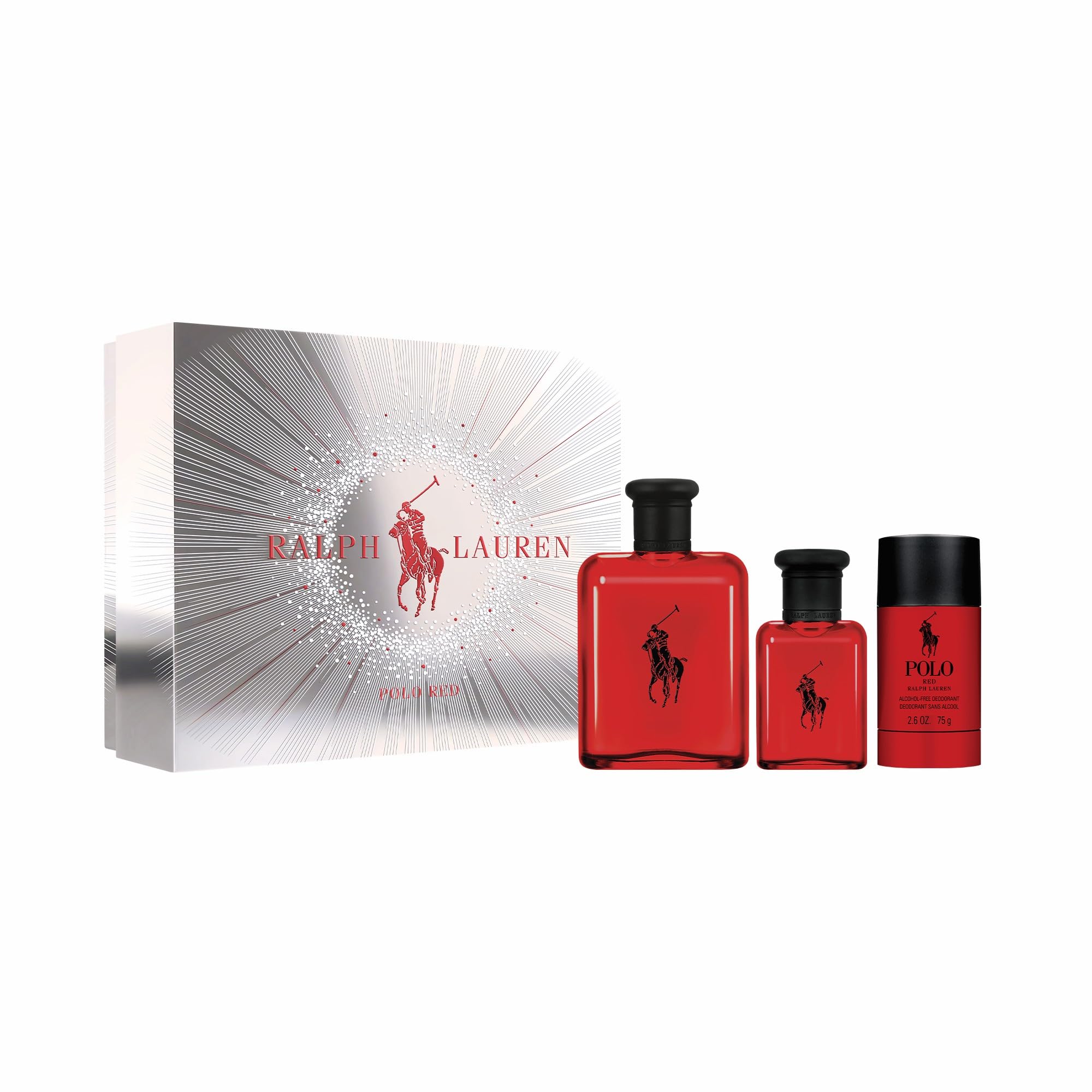 Ralph Lauren Polo Red Eau de Toilette – Men’s Trio Set (4.2oz + Travel Size + Deodorant)