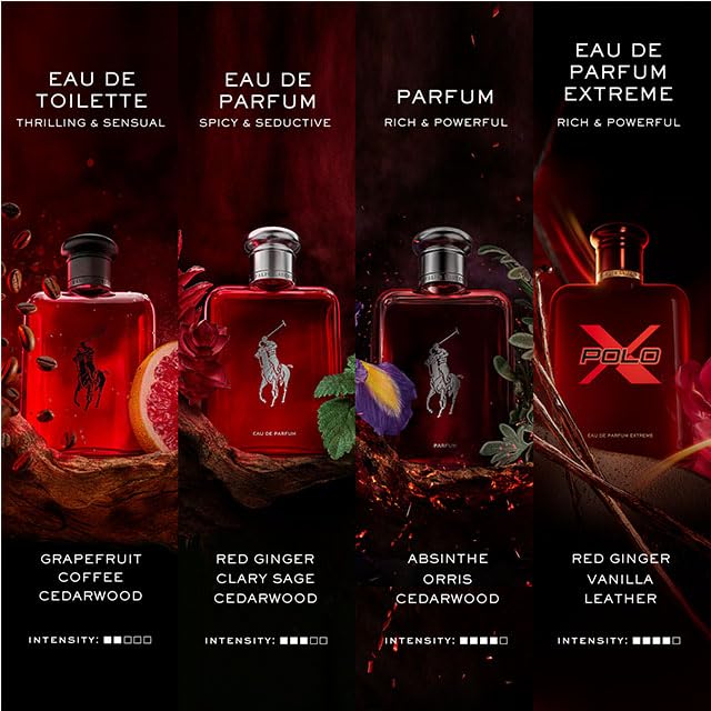 Ralph Lauren Polo Red Extreme Cologne for Men – Red Ginger, Vanilla & Leather, 6.7 fl oz