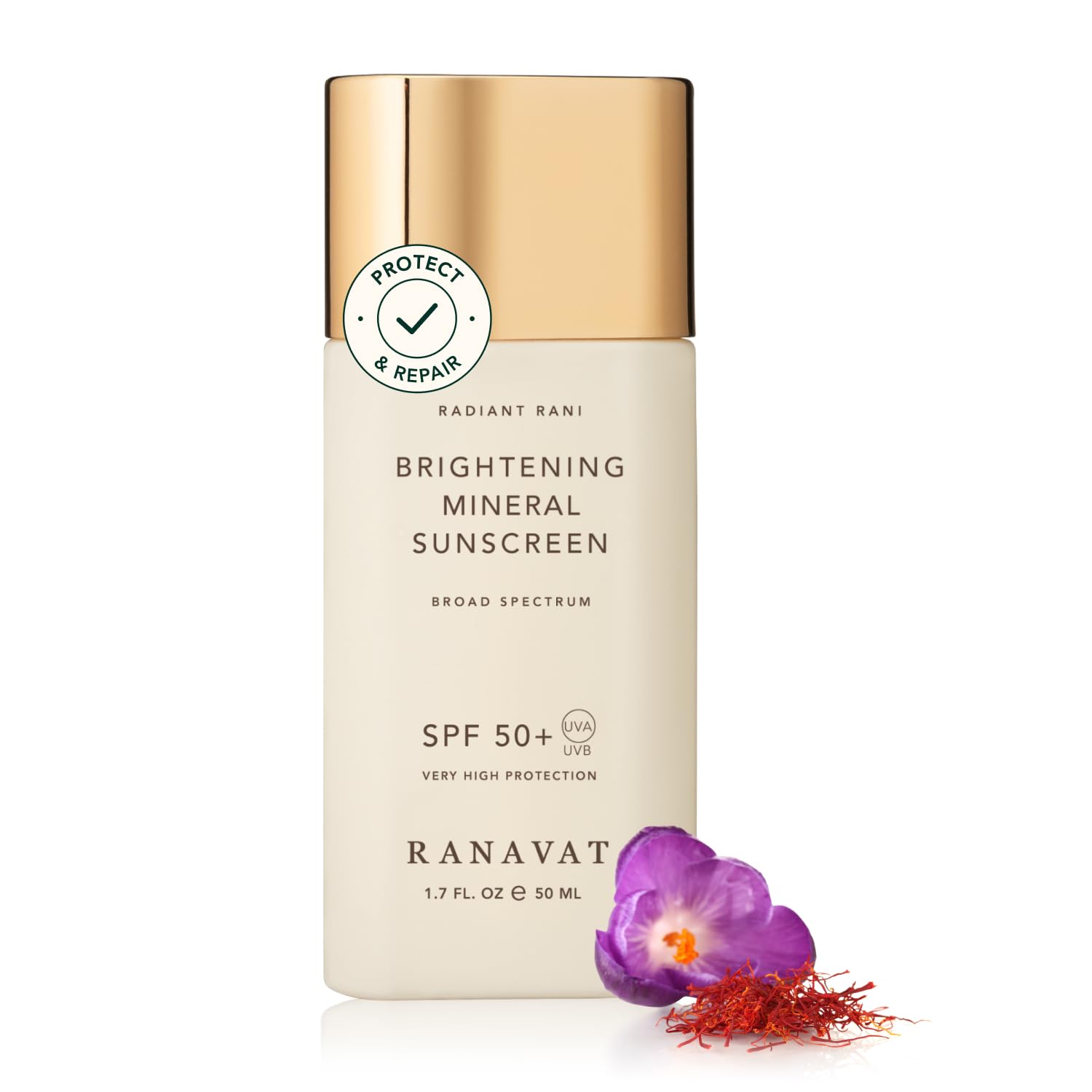 RANAVAT Brightening Mineral Sunscreen SPF 50+ — Zero White Cast, Radiant Skin