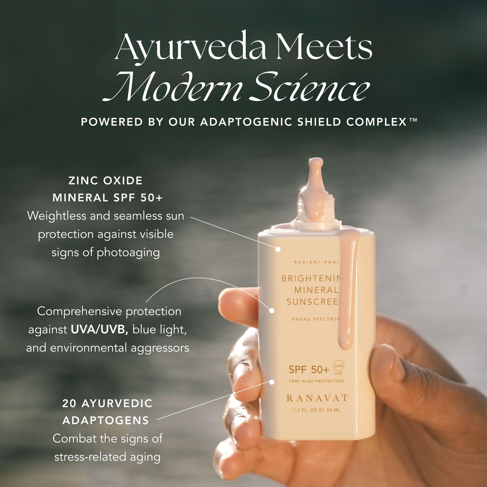 RANAVAT Brightening Mineral Sunscreen SPF 50+ — Zero White Cast, Radiant Skin