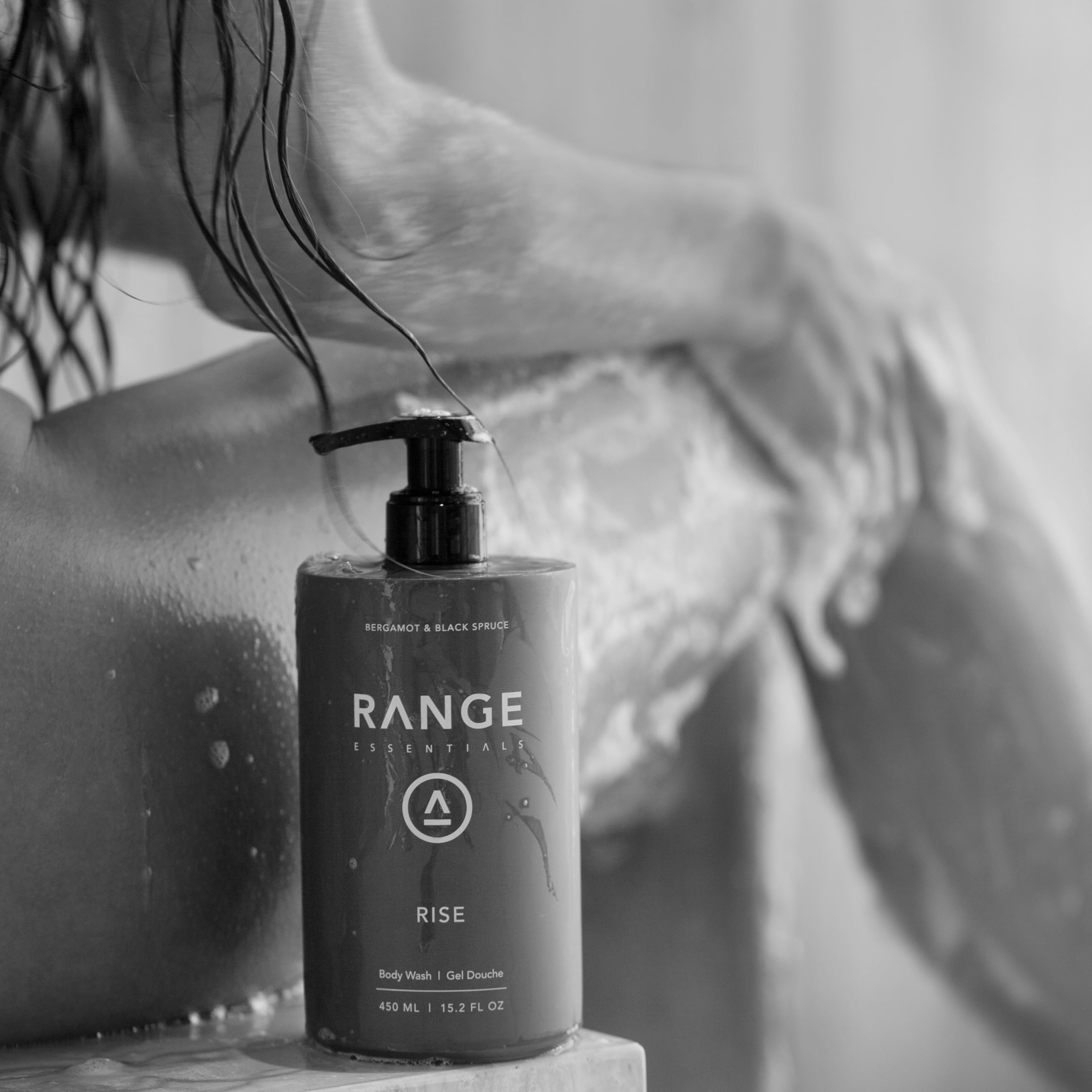 Range Essentials Rise Body Wash – Bergamot Black Spruce, Hydrating Gentle Shower Gel 450mL
