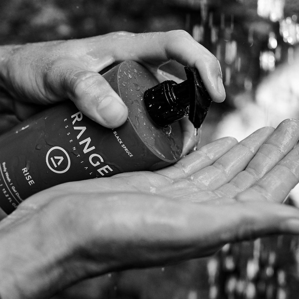 Range Essentials Rise Body Wash – Bergamot Black Spruce, Hydrating Gentle Shower Gel 450mL