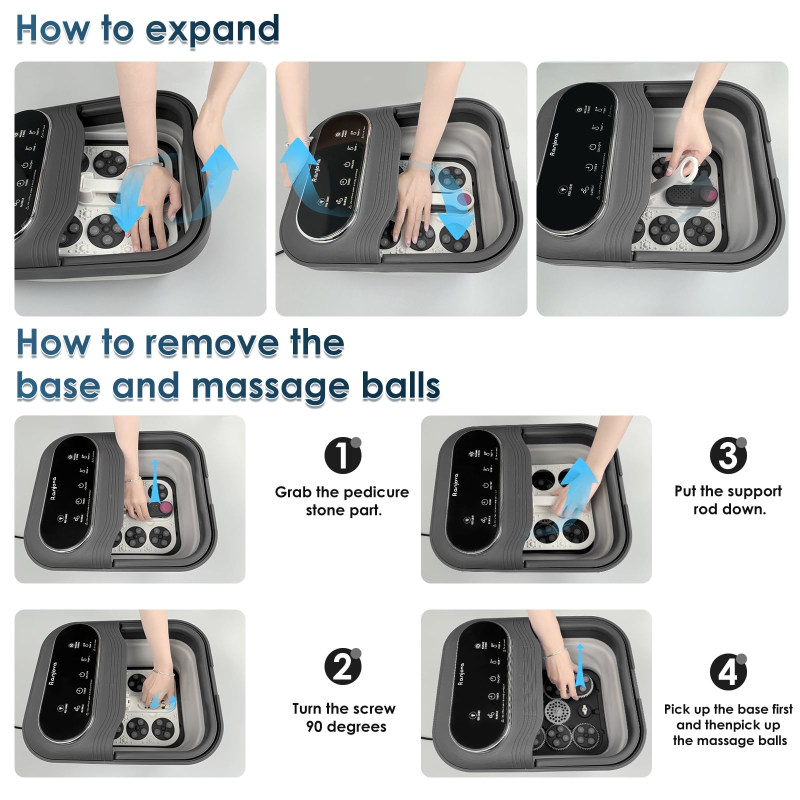 Ranjova Foot Spa: Electric Rotary Massage with Tea Tree Oil & Epsom Salt