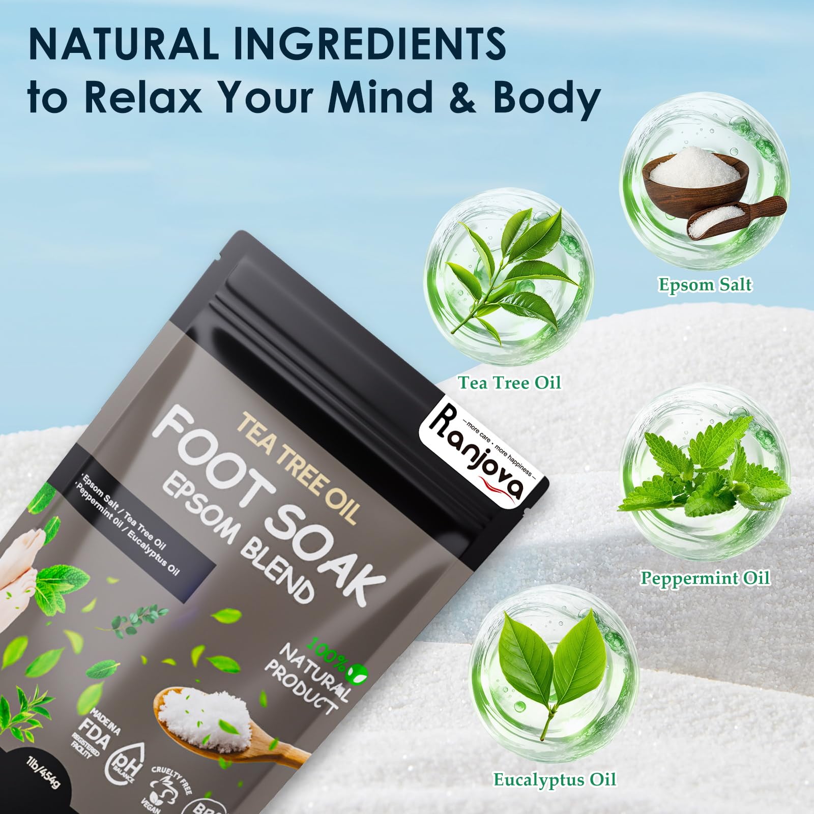 Ranjova Foot Spa: Electric Rotary Massage with Tea Tree Oil & Epsom Salt