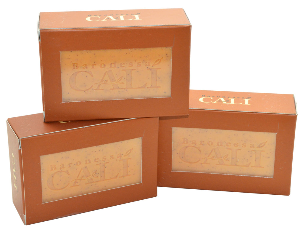 RAPSI Baronessa Cali Tarocco Skin Cleanser Bar Soap – Olive Oil, Exfoliating Sicilian Red Orange, 5.3 oz, Pack of 3