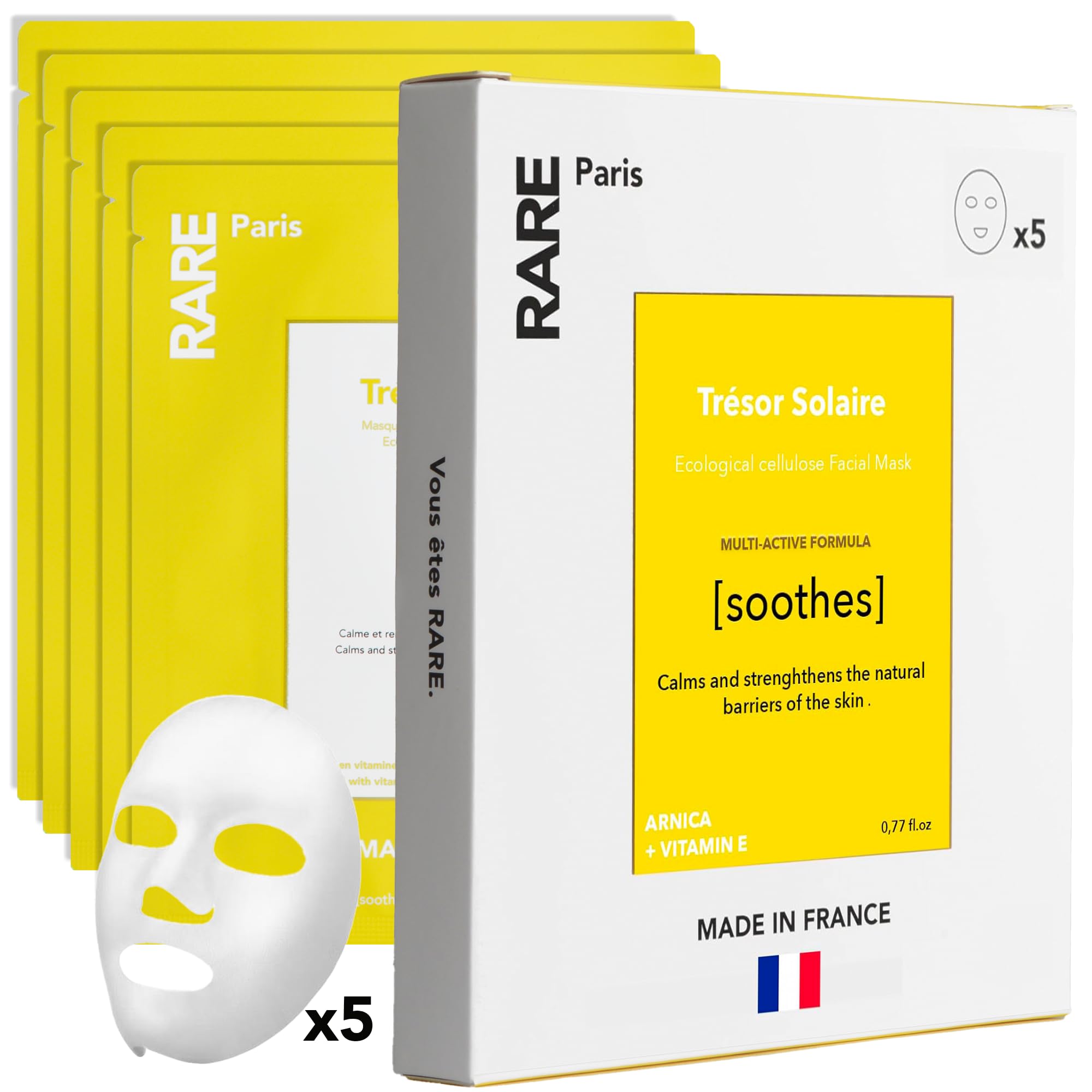 RARE Paris Trésor Solaire Facial Sheet Mask 5 Pack – Soothing & Revitalizing