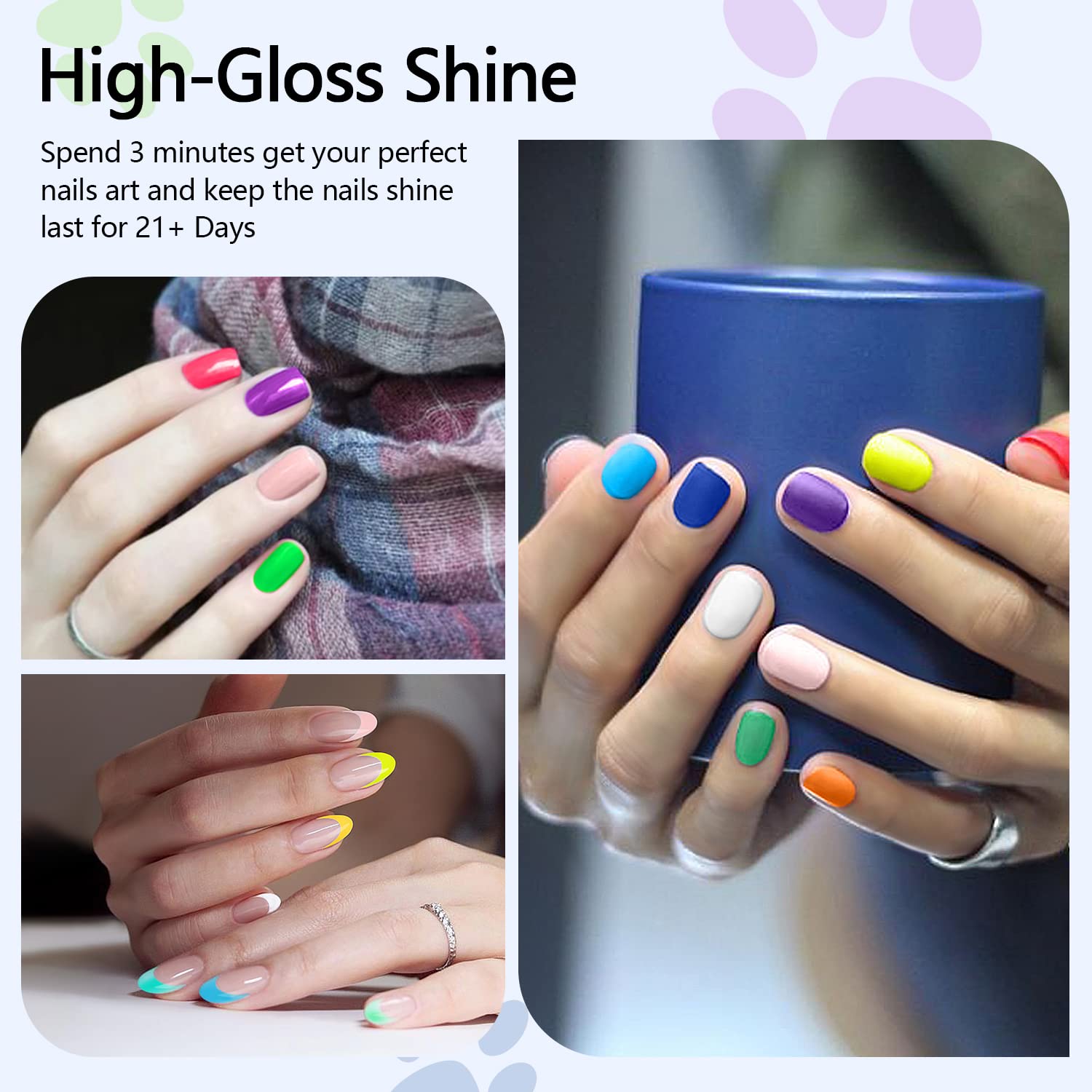 RARJSM 23 Pcs Gel Nail Polish Set — Pastel, Neon & Classic Colors with Base & Top Coats | LED/UV Curing