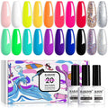 RARJSM 23 Pcs Gel Nail Polish Set — Pastel, Neon & Classic Colors with Base & Top Coats | LED/UV Curing