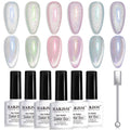 RARJSM Aurora Mermaid Cat Eye Gel Nail Polish Set — 6 Velvet Glitter Colors with Magnetic Shimmer