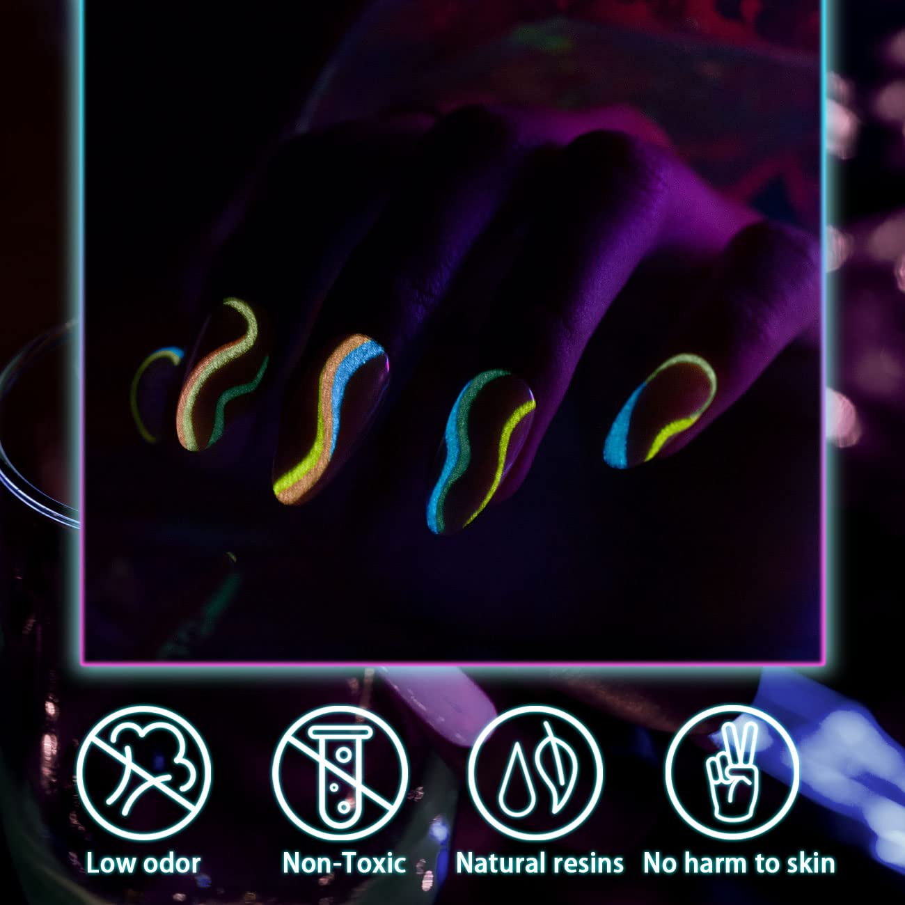 RARJSM Glow in the Dark Nail Art Gel Liner — 12 Pastel Neon Colors