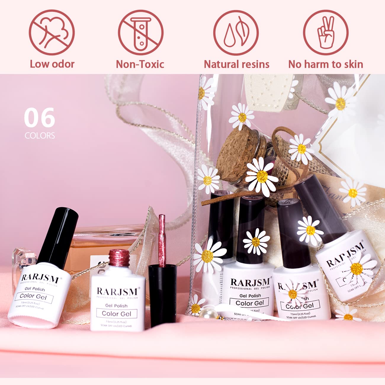 RARJSM Cat Eye Gel Nail Polish Set – 6 Colors for Home Salon