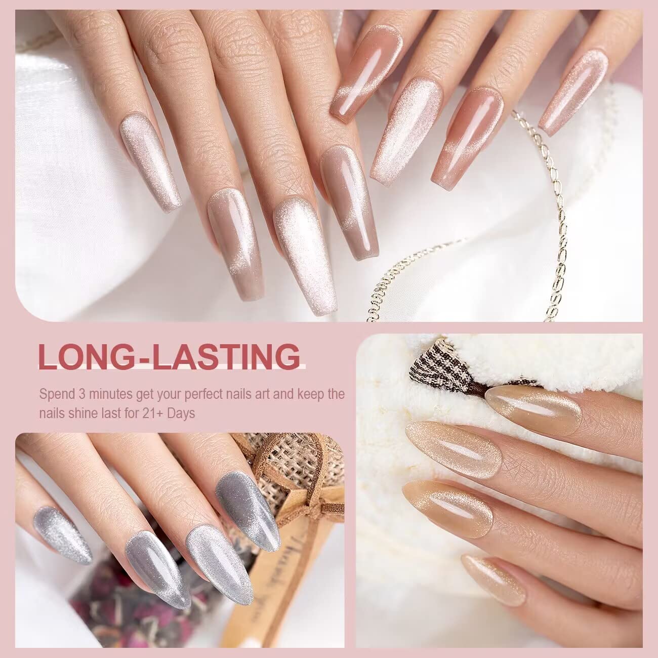 RARJSM Cat Eye Gel Nail Polish Set – 6 Colors for Home Salon