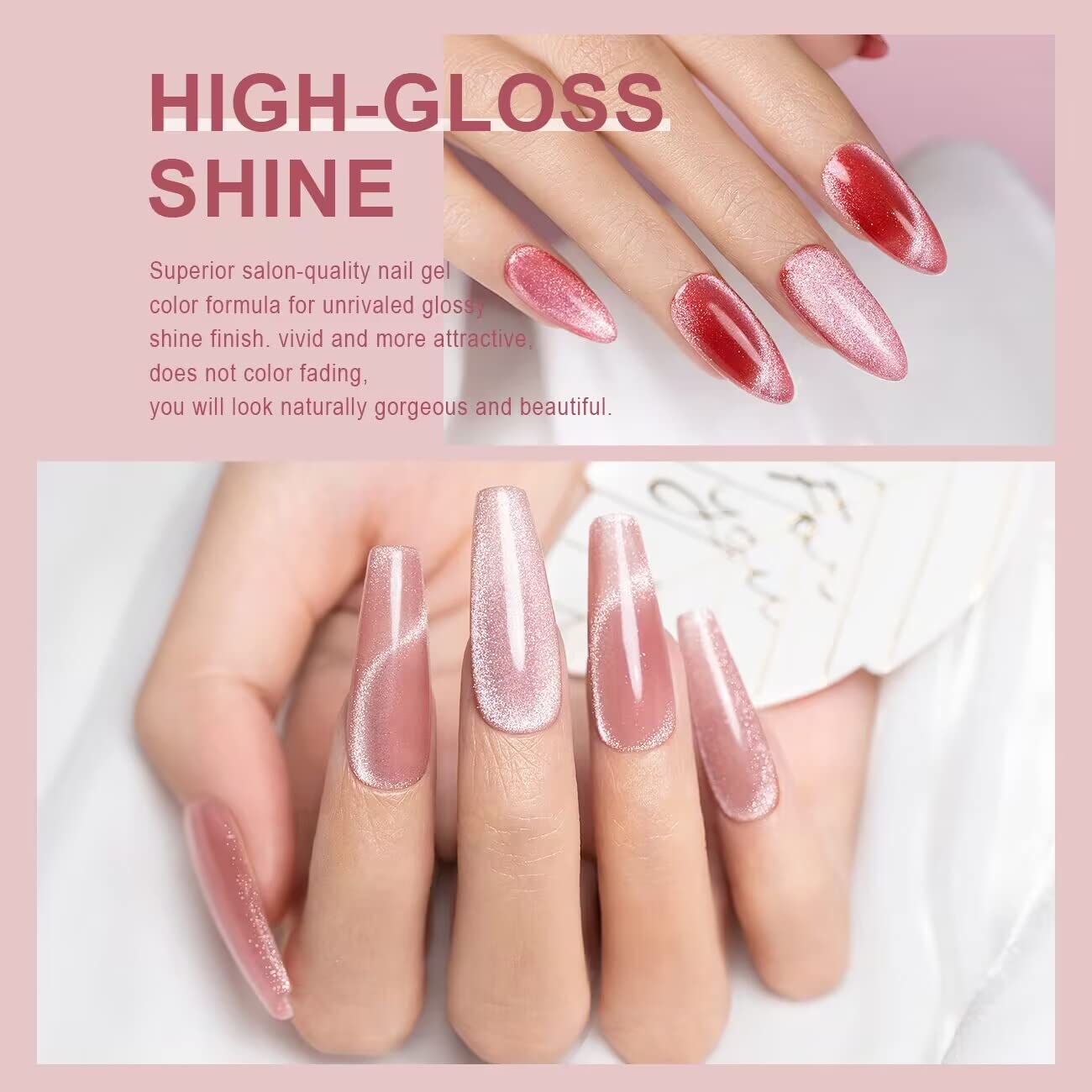RARJSM Cat Eye Gel Nail Polish Set – 6 Colors for Home Salon