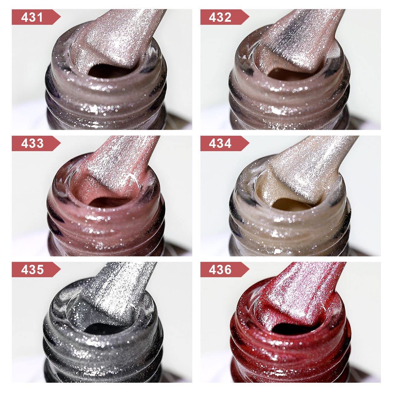RARJSM Cat Eye Gel Nail Polish Set – 6 Colors for Home Salon