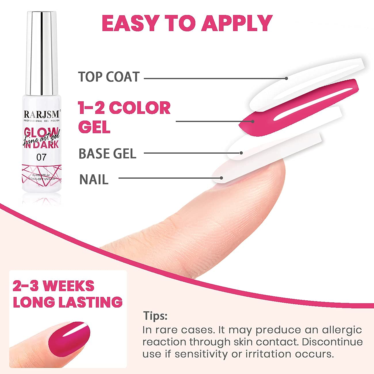RARJSM Nail Art Gel Set — Glow-in-the-Dark Neon Polish + Liner Pen for At-Home Nail Art
