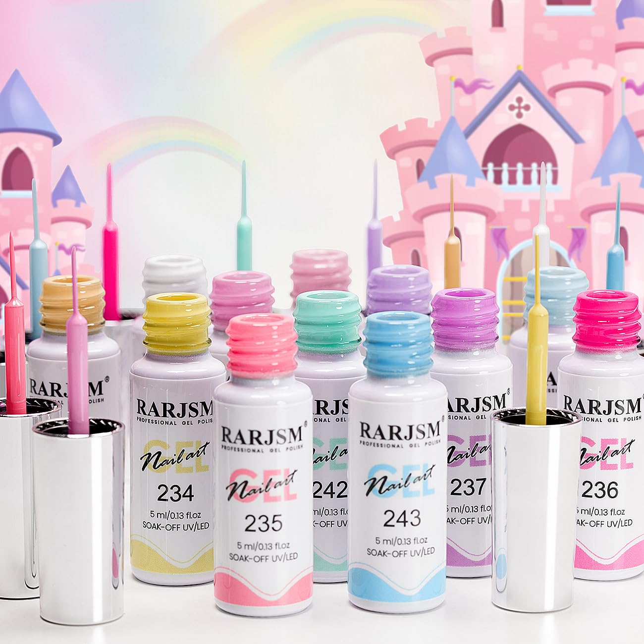 RARJSM Gel Liner Nail Art Set 12 Colors – 5ml Striping Gel Polish with Thin Brush