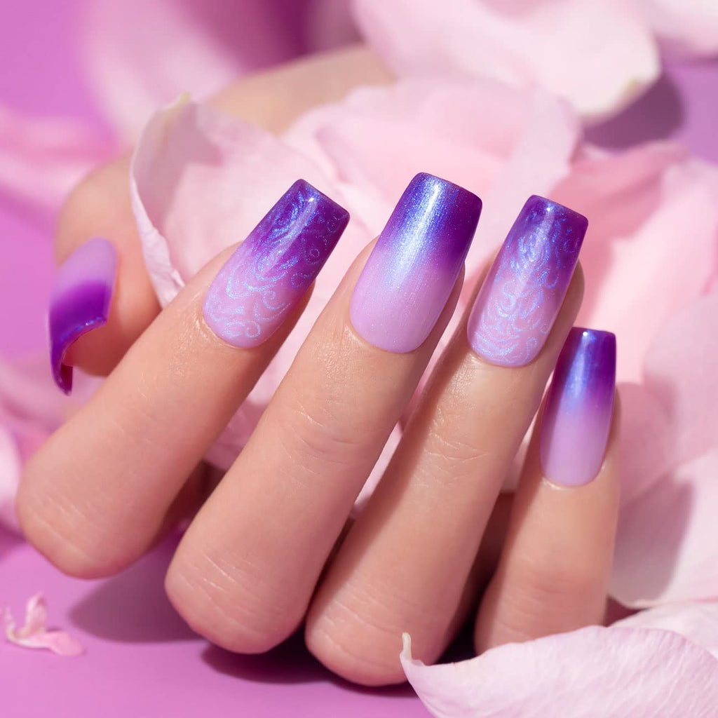 RARJSM Color Changing Gel Nail Polish 15ml — Blue Purple Temperature Shift with Pearl Shell Finish