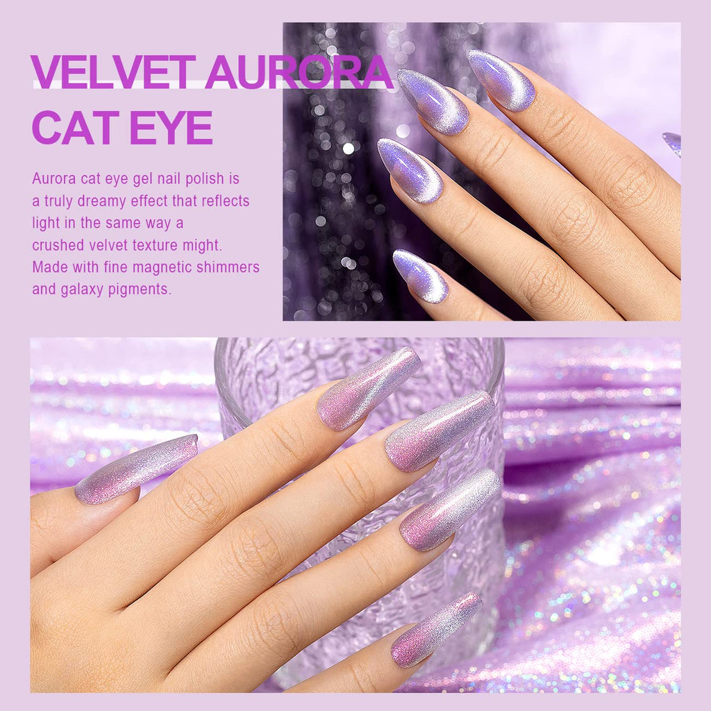 RARJSM Aurora Cat Eye Gel Nail Polish Set — 6 Velvet Galaxy Colors for Home Salon