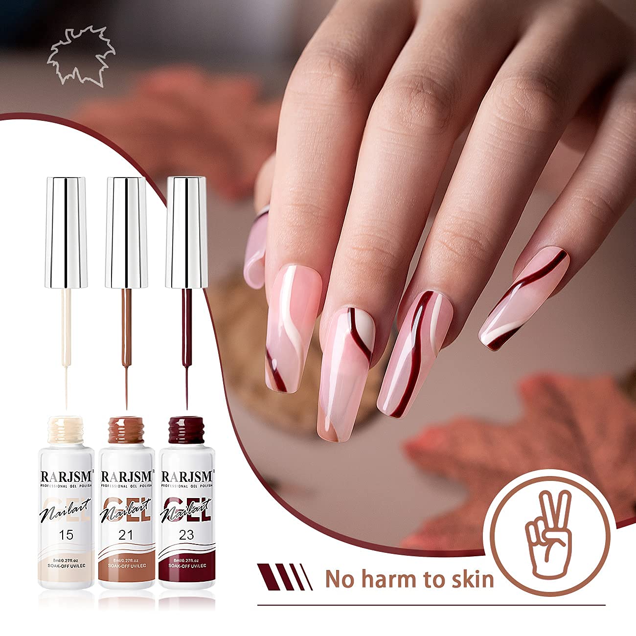 RARJSM Nail Art Gel Liner Set – 12 Autumn Winter Colors for Gel Nail Art, Soak Off, UV/LED Cure