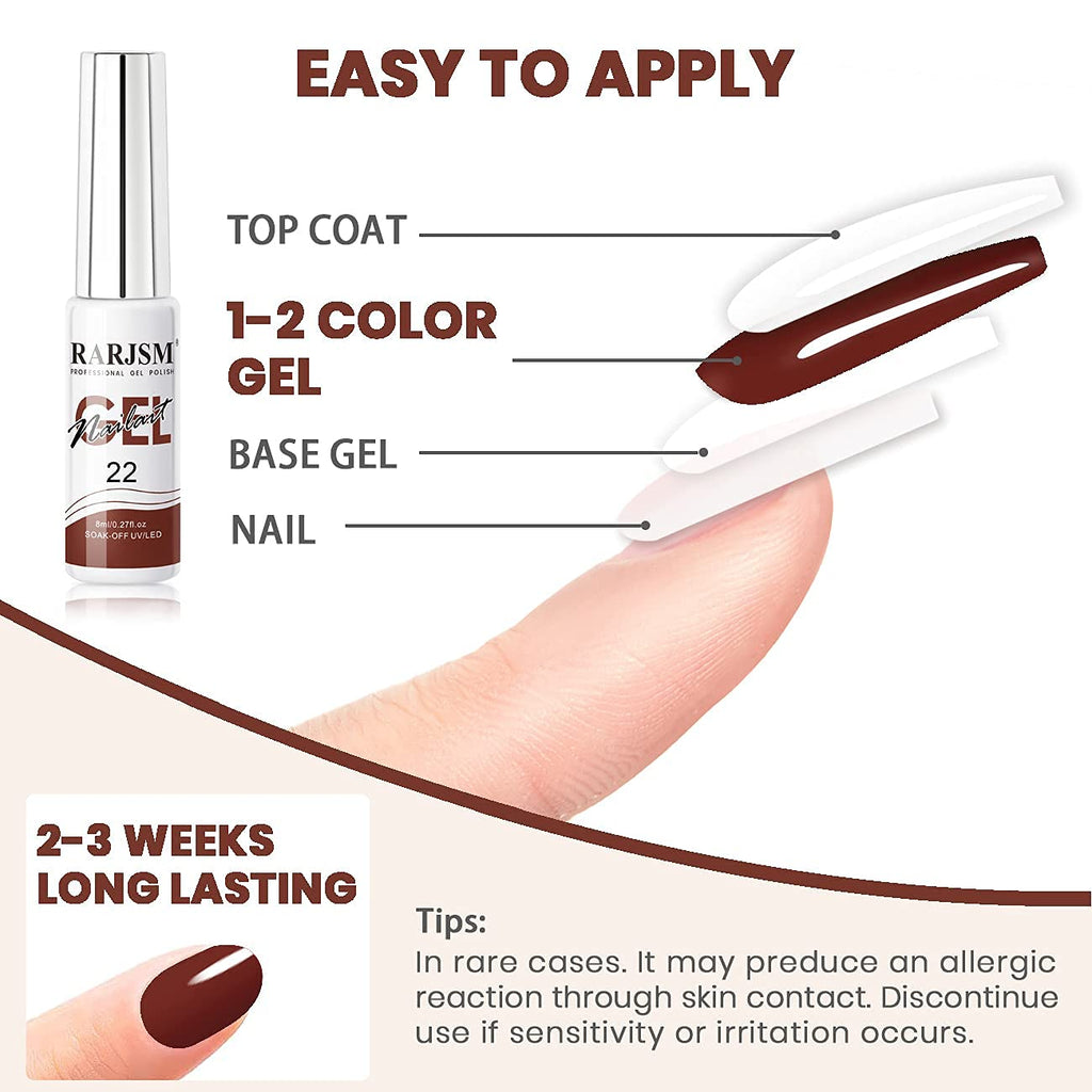 RARJSM Nail Art Gel Liner Set – 12 Autumn Winter Colors for Gel Nail Art, Soak Off, UV/LED Cure