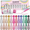 RARJSM Reflective Glitter Nail Art Gel Liner – 12 Colors, Diamond Sparkle, UV/LED Curing