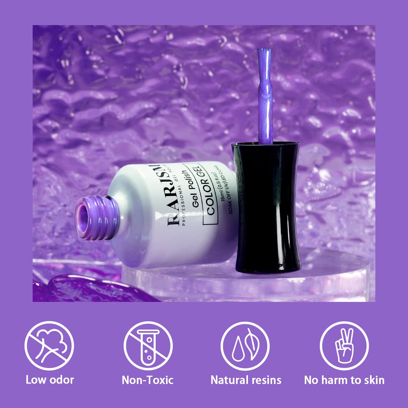 RARJSM Color Changing Gel Nail Polish 15ml — Blue Purple Temperature Shift with Pearl Shell Finish