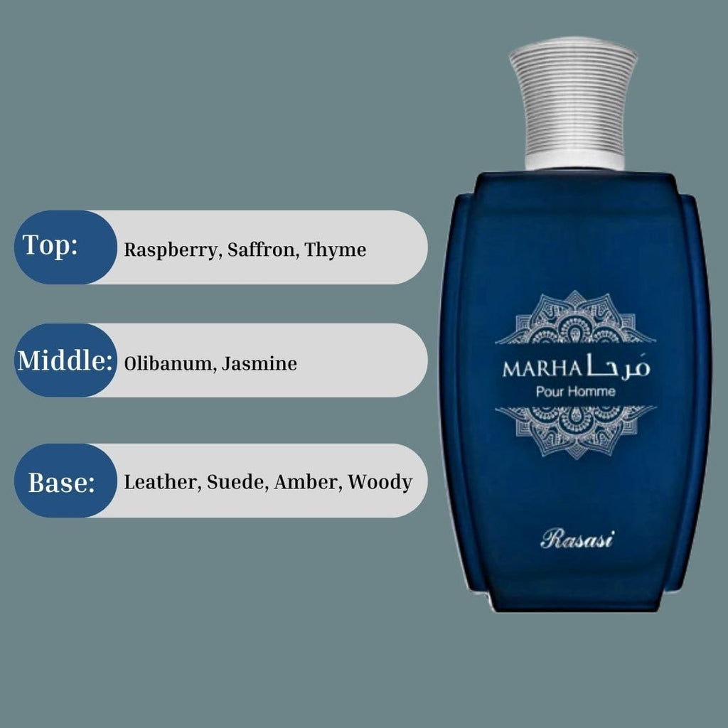 RASASI Marha Eau De Parfum Spray 100ML – Long-Lasting Arabian Men’s Fragrance for Day to Night