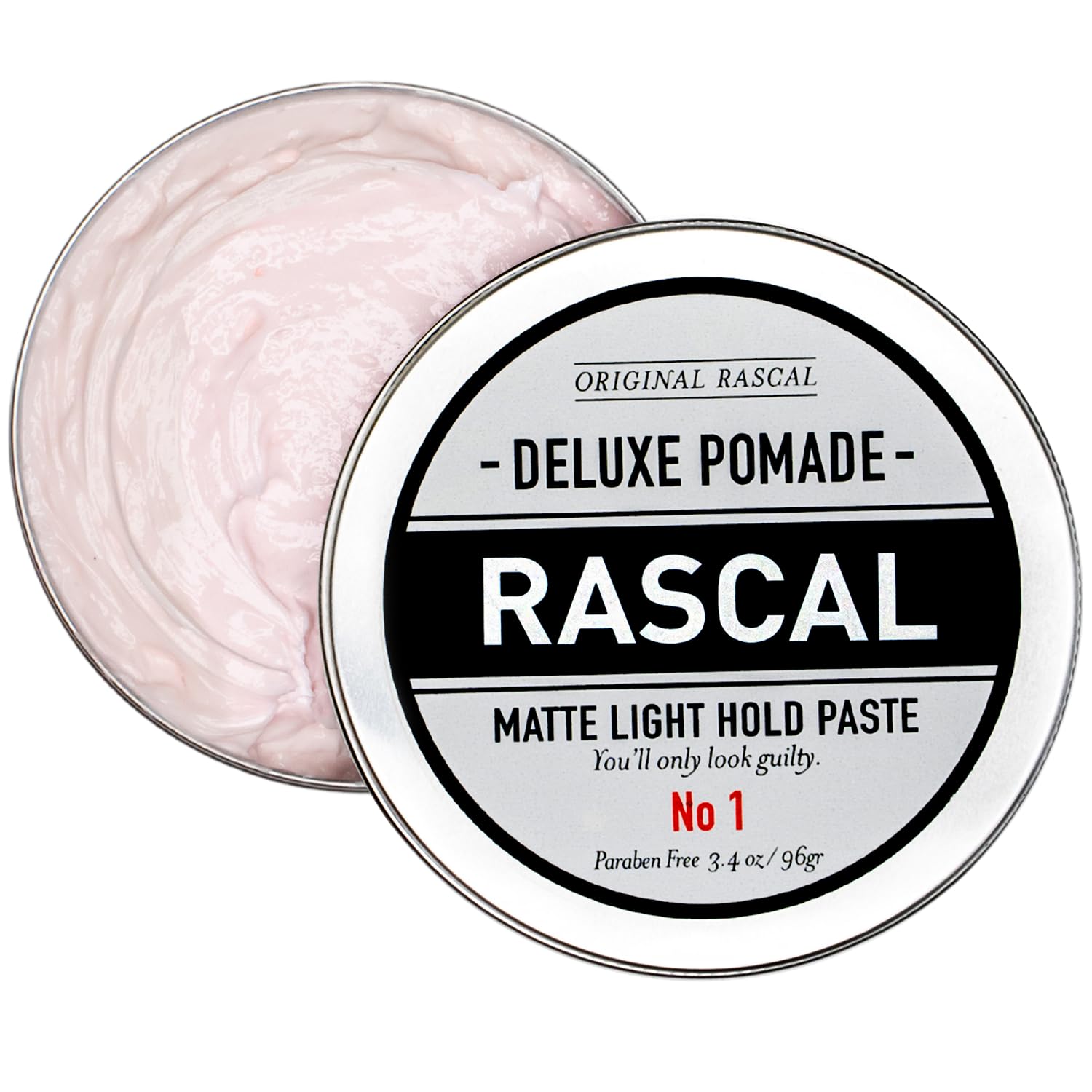 Rascal Men's Original Deluxe Pomade – Matte Finish, Light Hold, Natural Beeswax & Grapeseed Oil | 3.4 oz