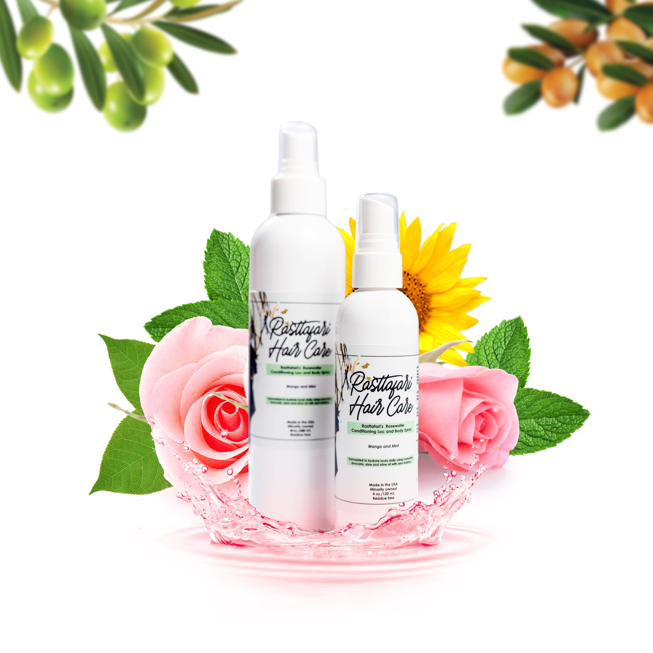 Rasttafari Hair Care Rastta Locs Rosewater & Mint Conditioning Spray – 4oz (Organic, Vegan)