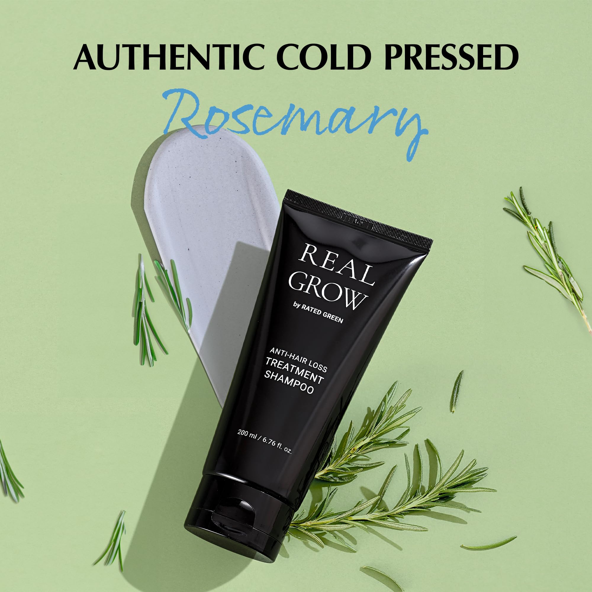 RATED GREEN Real Grow Anti Hair Loss Treatment | Rosemary Cream Shampoo for Thinning Hair – 6.76 fl oz