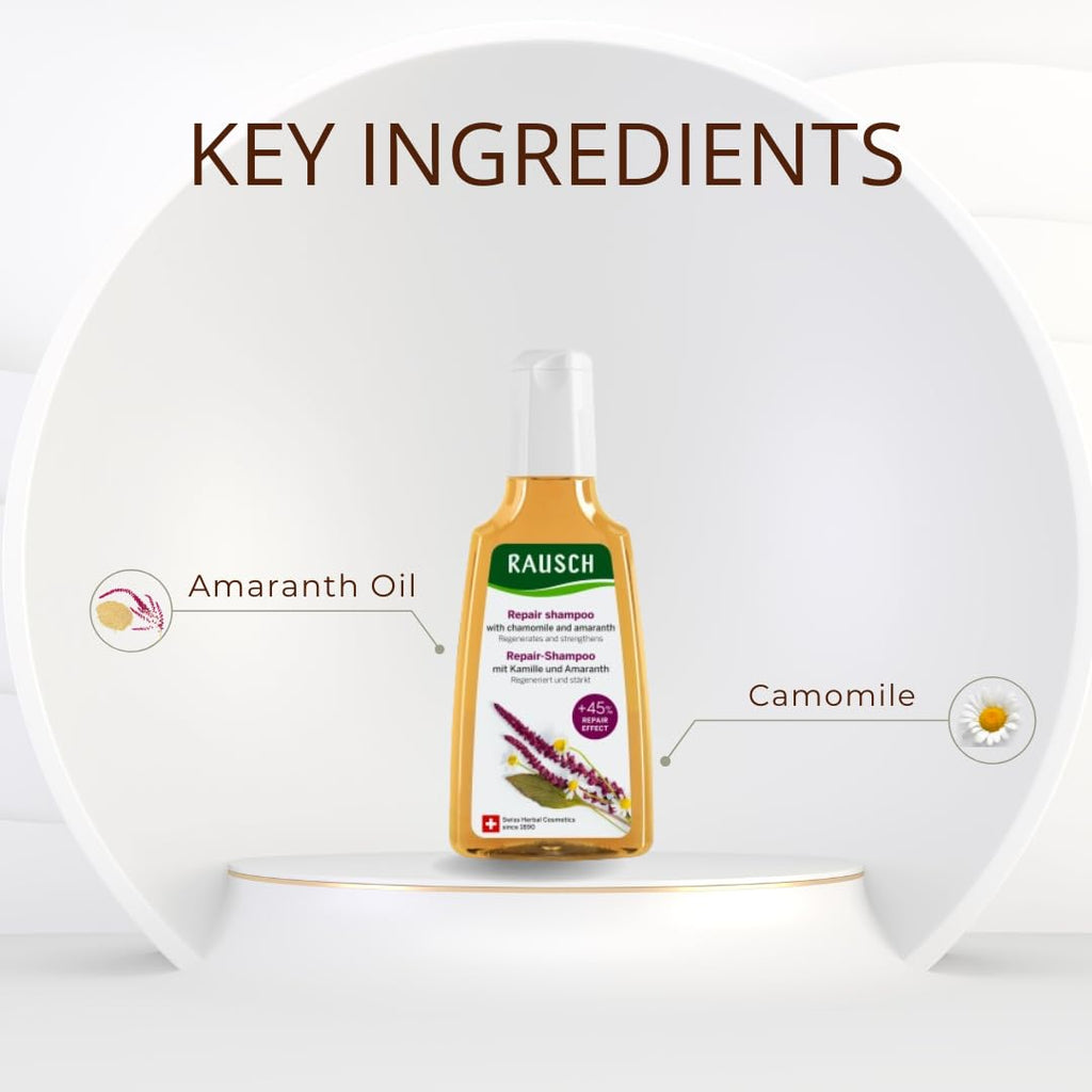 RAUSCH Chamomile-Amaranth Repair Shampoo 200 ml – Strengthen, Smooth & Shine for Damaged Hair
