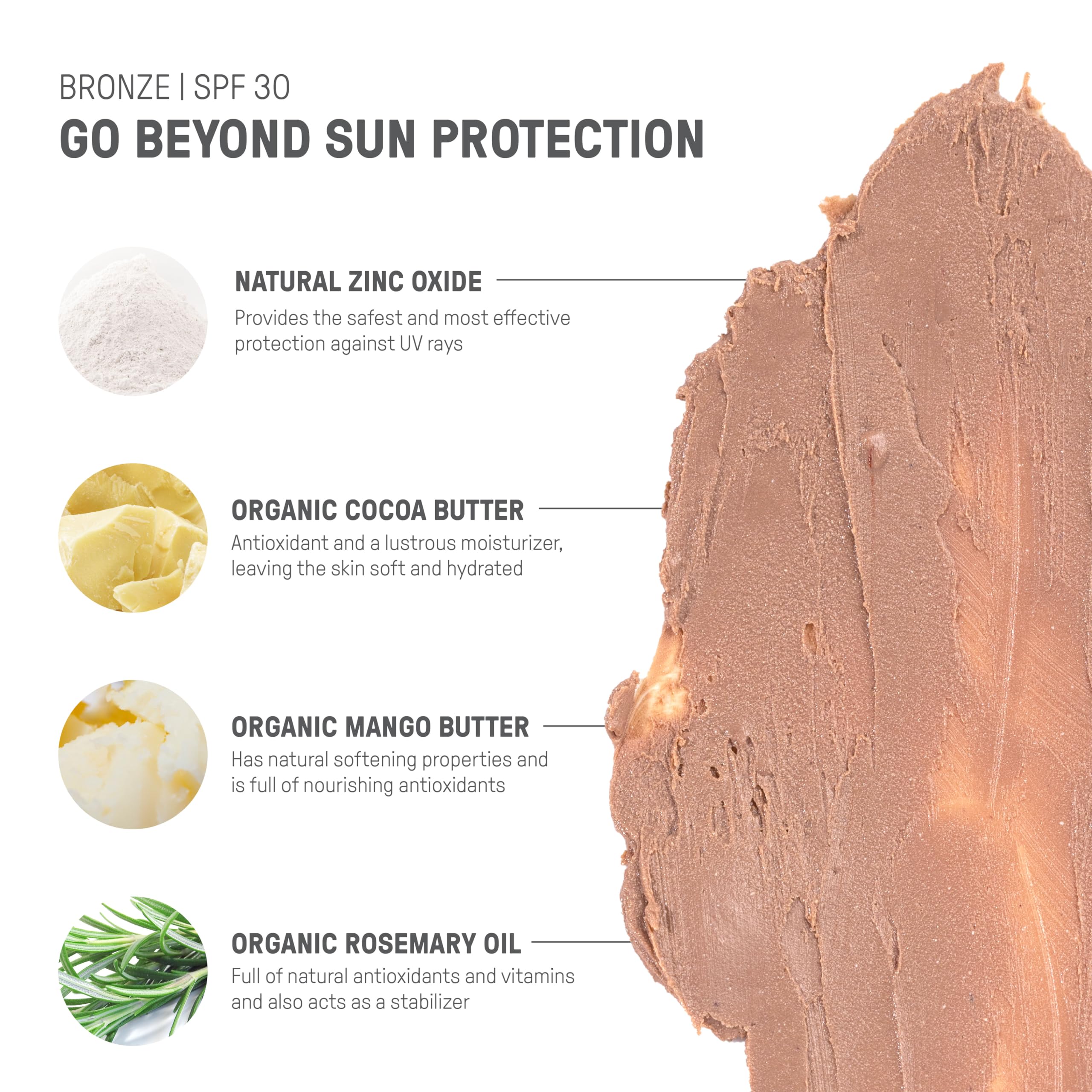 Raw Elements Ultra-Moisturizing Tinted Face Cream SPF 30 – Non-Toxic Mineral Sunscreen, Reef Friendly, Bronze, 1.8 oz, Pack of 2