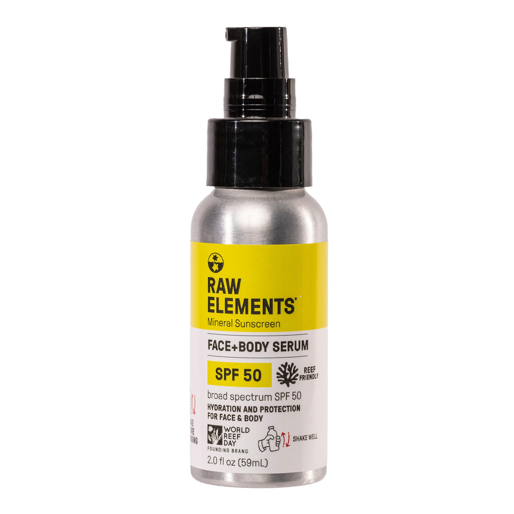 Raw Elements Face + Body Serum SPF 50 – All-Natural Mineral Sunscreen, Reef Safe, 2oz