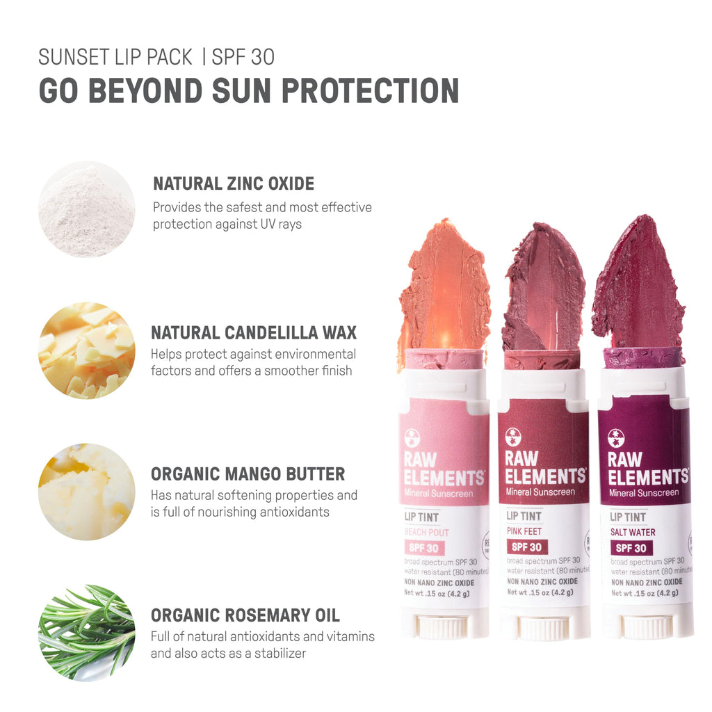 Raw Elements Tinted Lip Pout SPF 30 Sunset Pack – Pink Feet