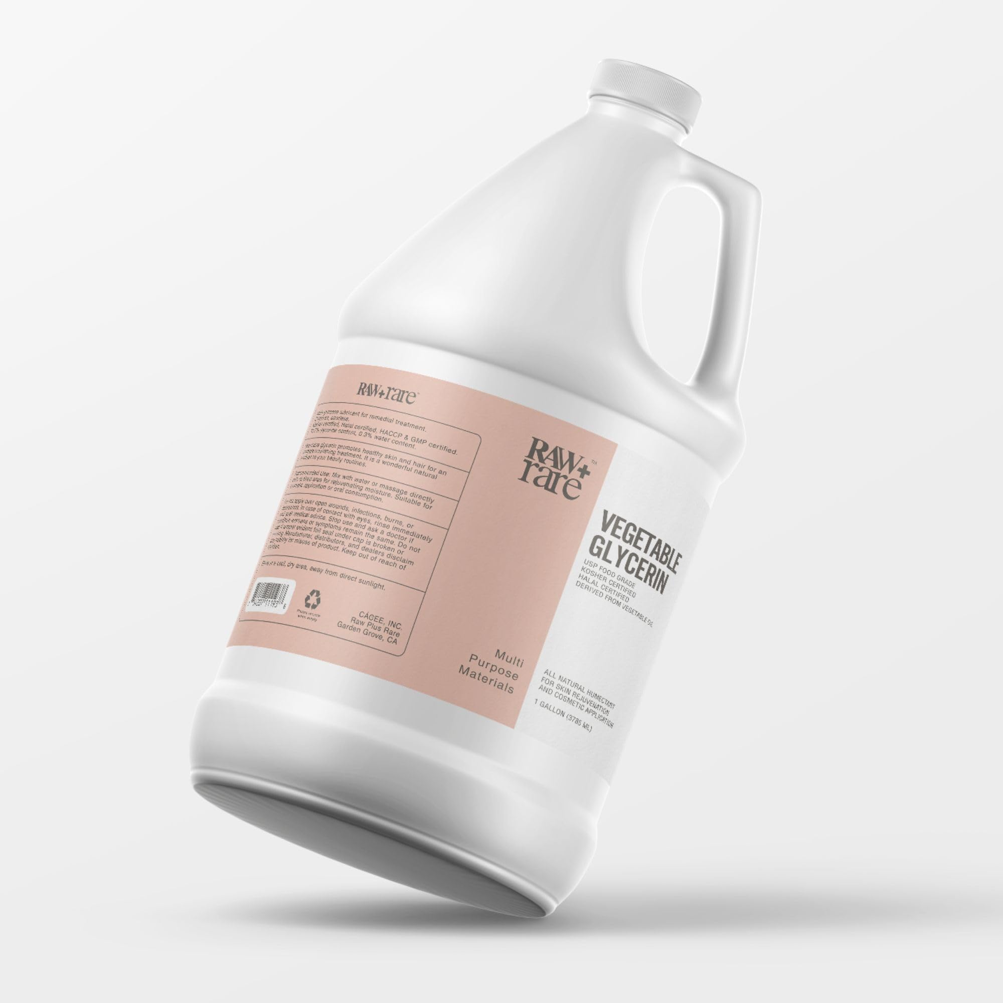 Raw Plus Rare Natural Glycerin – Bulk Gallon (128 oz) for Skin, Hair & Crafts | Kosher & Halal Certified