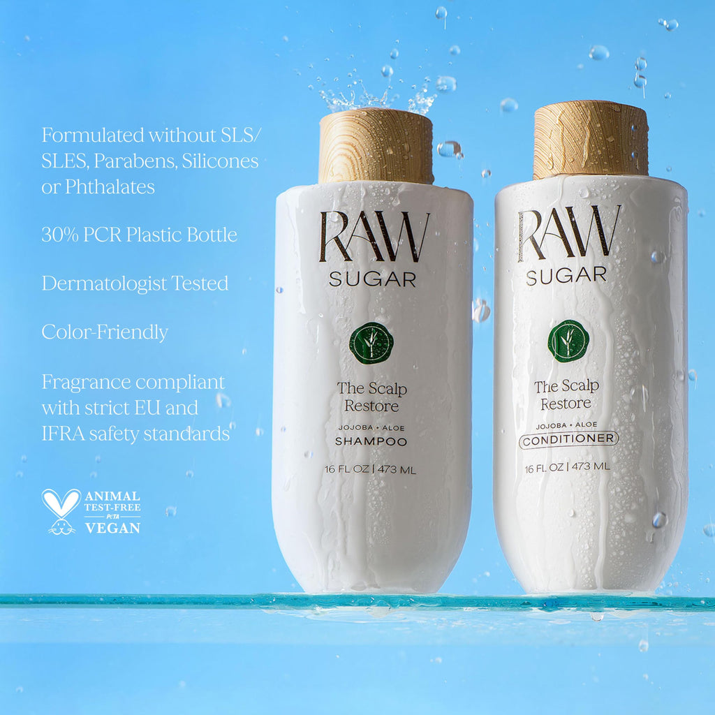 Raw Sugar Scalp Restore Shampoo & Conditioner Bundle – Jojoba, Aloe & Niacinamide | SLS/SLES & Paraben Free