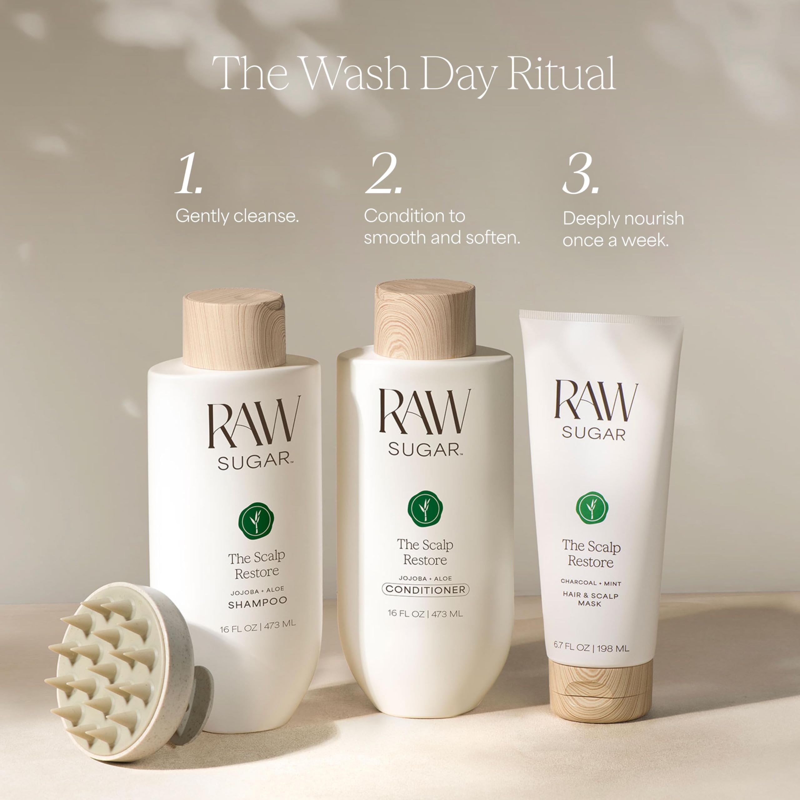 Raw Sugar Scalp Restore Shampoo & Conditioner Bundle – Jojoba, Aloe & Niacinamide | SLS/SLES & Paraben Free