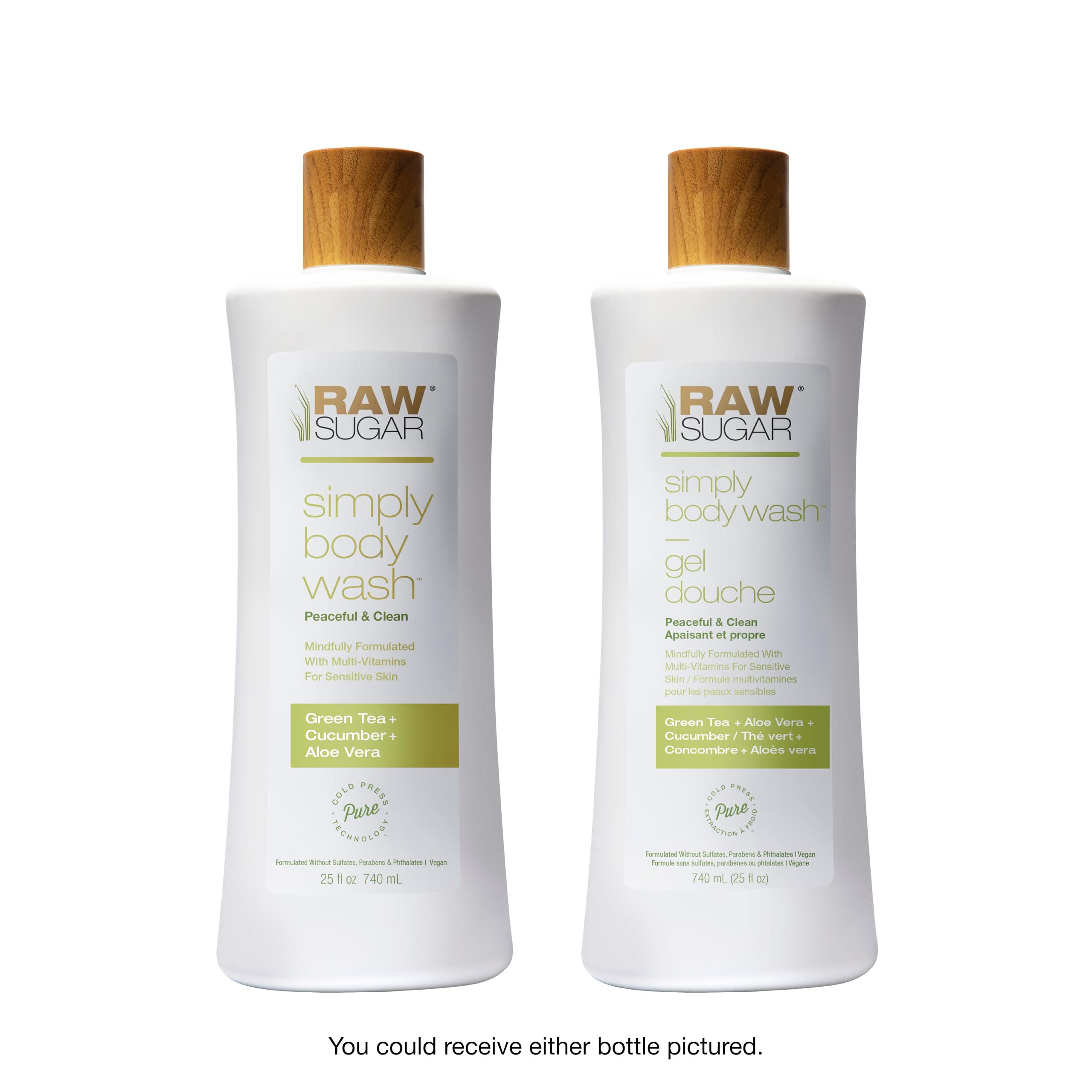 RAW SUGAR Green Tea Aloe Soother Body Wash – Gentle, Hydrating 3‑Pack | Vegan, SLS/SLES & Paraben Free