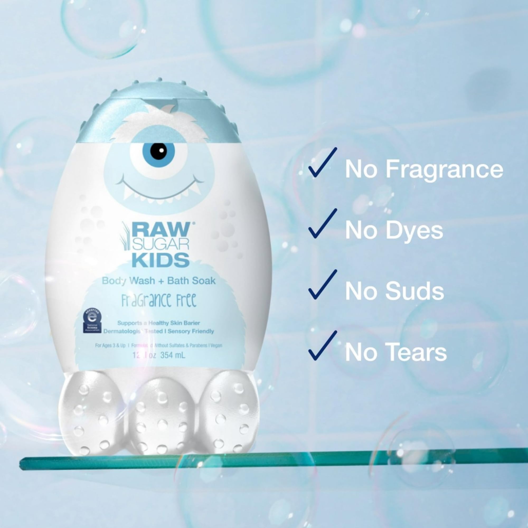 RAW SUGAR Kids 2-in-1 Body Wash + Bath Soak - Sensitive Skin