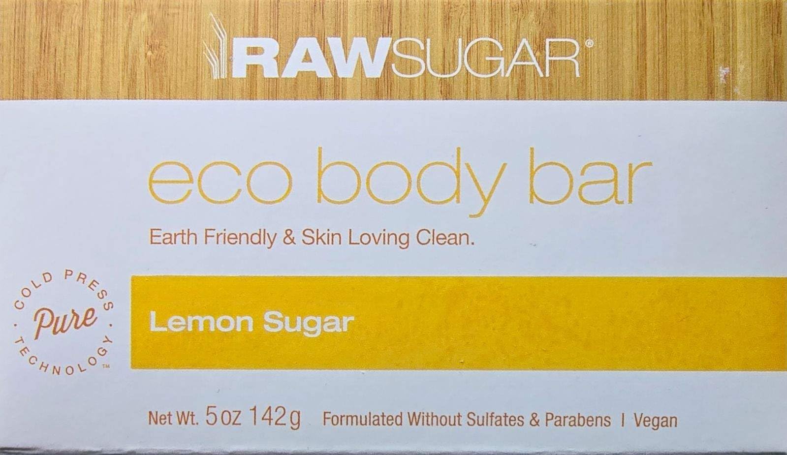 RawSugar Lemon Sugar Eco Body Bar 5 oz | Hydrating Jojoba Oil, Vegan & Cruelty-Free