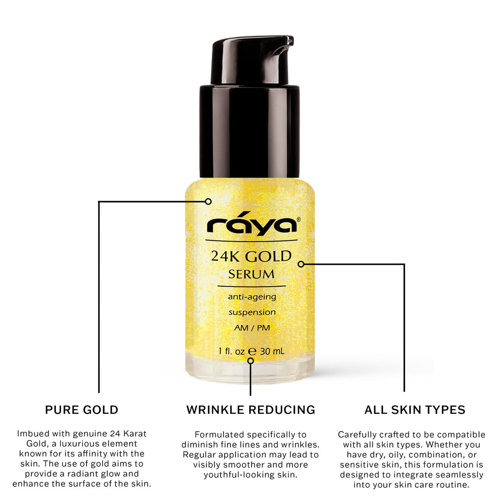 Raya 24K Gold Anti-Aging Serum – All Skin Types | 24K Gold Infusion