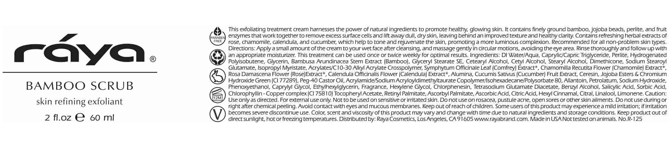 RAYA Bamboo Facial Scrub (R-125) – Herbal Exfoliating Treatment for Dry Skin