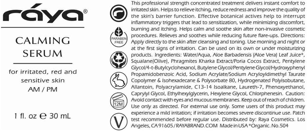 Raya Calming Serum (504) | Calming Facial Treatment for Irritated & Sensitive Skin