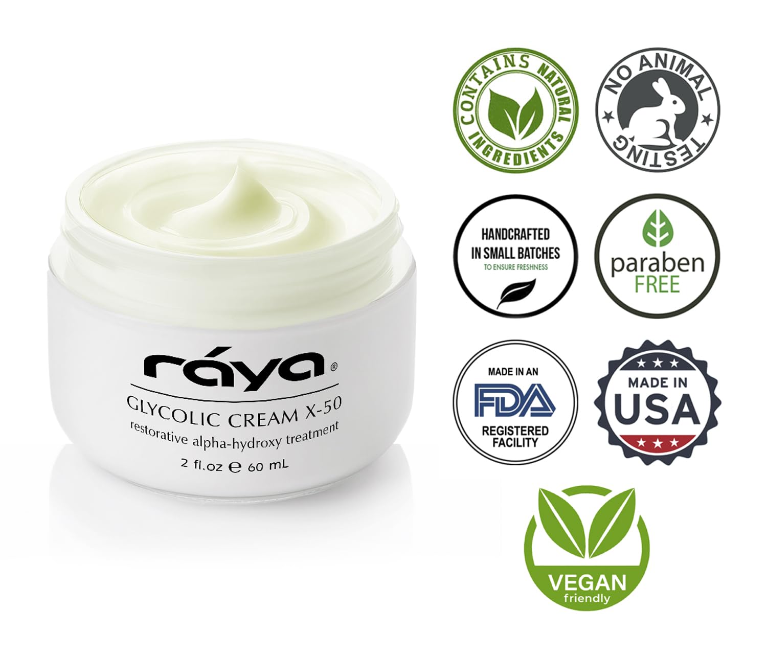 RAYA Glycolic Cream X-50 with AHA (G-329) – Exfoliating Facial Treatment for Aging Skin | Reduces Lines & Wrinkles | Made in USA