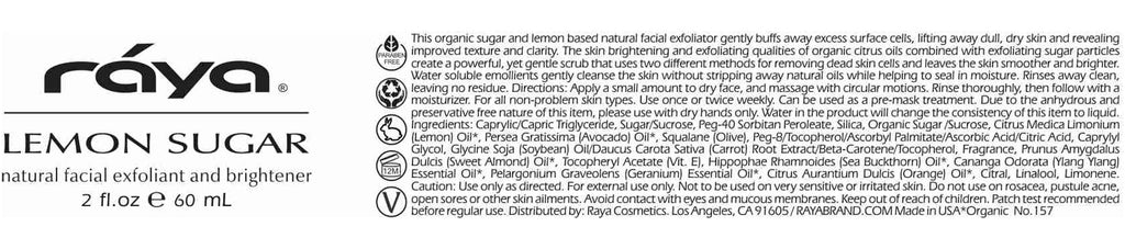 RAYA Lemon Sugar Facial Scrub | Organic Exfoliating Scrub for Dry Skin | Brightens & Smooths Complexion