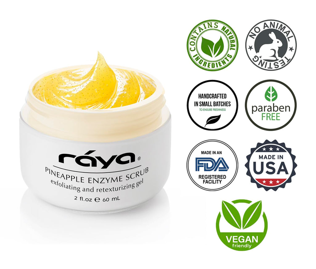 RAYA Pineapple Enzyme Facial Scrub (120) | Exfoliating & Refining for Combination Skin | Pineapple Enzymes + Jojoba Beads