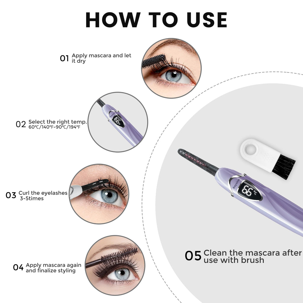 Raysino S600 Heated Eyelash Curler – 8s Fast Heating, 24h Curl, Type-C Rechargeable